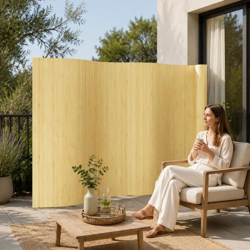 Paravent Bambou Naturel Enroulable Occultant 165 x 800 cm
