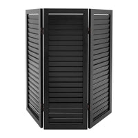 Petit paravent 3 panneaux persiennes bois de paulownia noir, pour un coin bureau