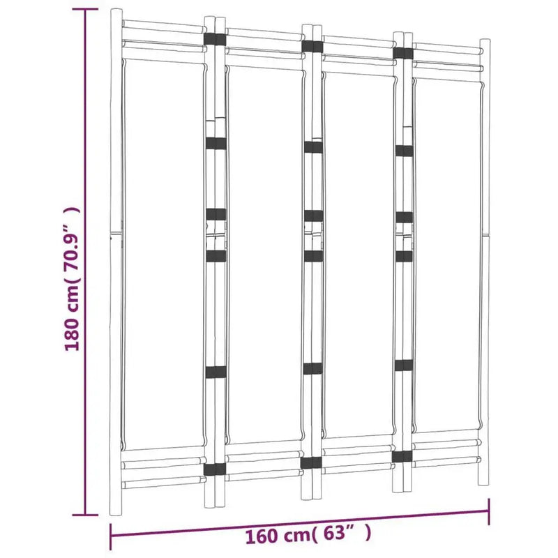 Paravent autoportant 4 panneaux bambou et toile crème, pour un coin bureau