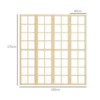 Paravent Japonais 4 Panneaux Shoji Pin Naturel 160 x 170 cm