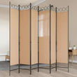 Paravent 6 Panneaux Tissu Beige Cadre Métal Noir 240 x 200 cm