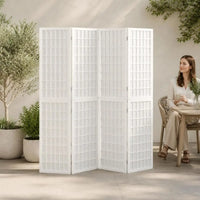Paravent japonais shoji 4 panneaux bois de sapin papier de riz blanc, dimensions 160 x 170 cm
