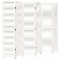 Paravent 6 Panneaux Bois à Persiennes Blanc 240 x 180 cm