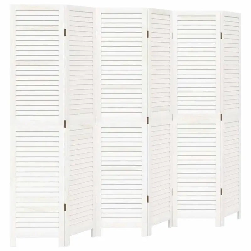 Paravent 6 Panneaux Bois à Persiennes Blanc 240 x 180 cm