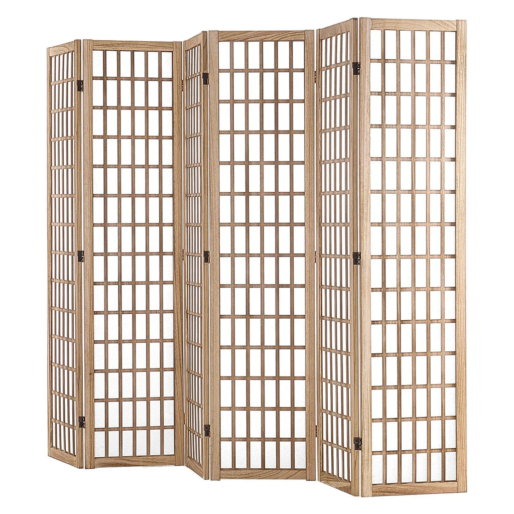 Paravent Japonais 6 Panneaux Shoji Bois de Paulownia Naturel 242 x 170 cm