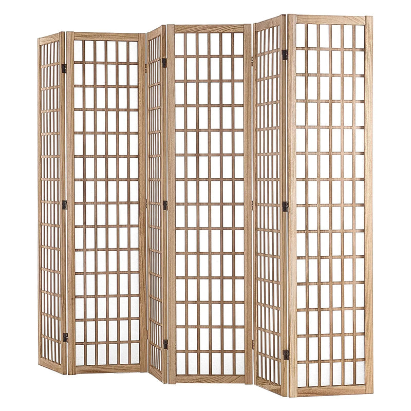 Paravent Japonais 6 Panneaux Shoji Bois de Paulownia Naturel 242 x 170 cm
