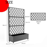 Paravent Extérieur Métal Jardinière Treillis Roulettes Noir Blanc 180 x 120 cm