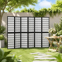 Paravent Japonais Pliant 6 Panneaux Bois de Sapin Noir 240 x 170 cm