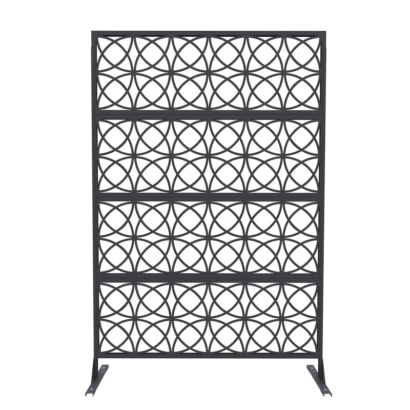 Paravent Extérieur Métal Ajouré 8 Motifs Noir Blanc ou Brun 117 x 180 cm