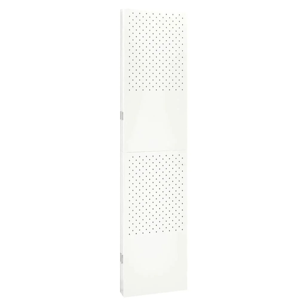 Paravent 4 Panneaux Acier Blanc Perforé 160 x 180 cm
