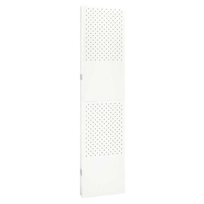 Paravent 4 Panneaux Acier Blanc Perforé 160 x 180 cm