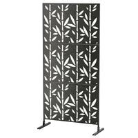 Paravent Extérieur Métal Noir Motif Bambou 92 x 192 cm