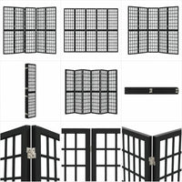 Paravent Japonais 6 Panneaux Shoji Papier de Riz Noir 240 x 170 cm