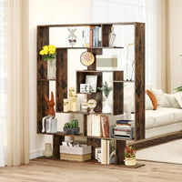 Étagère Séparatrice de Pièce 7 Niveaux Marron Rustique 150 cm