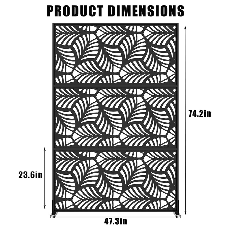 Paravent extérieur métal noir 5 motifs au choix, pour un jardin