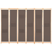 Paravent 6 Panneaux Tissu Marron à Poches 240 x 170 cm