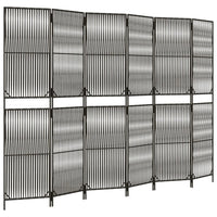 Paravent Pliant 6 Panneaux Polyrotin Gris Cadre Acier Intérieur Extérieur