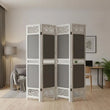 Paravent 6 Panneaux Tissu Gris Cadre Blanc Ajouré 210 x 165 cm