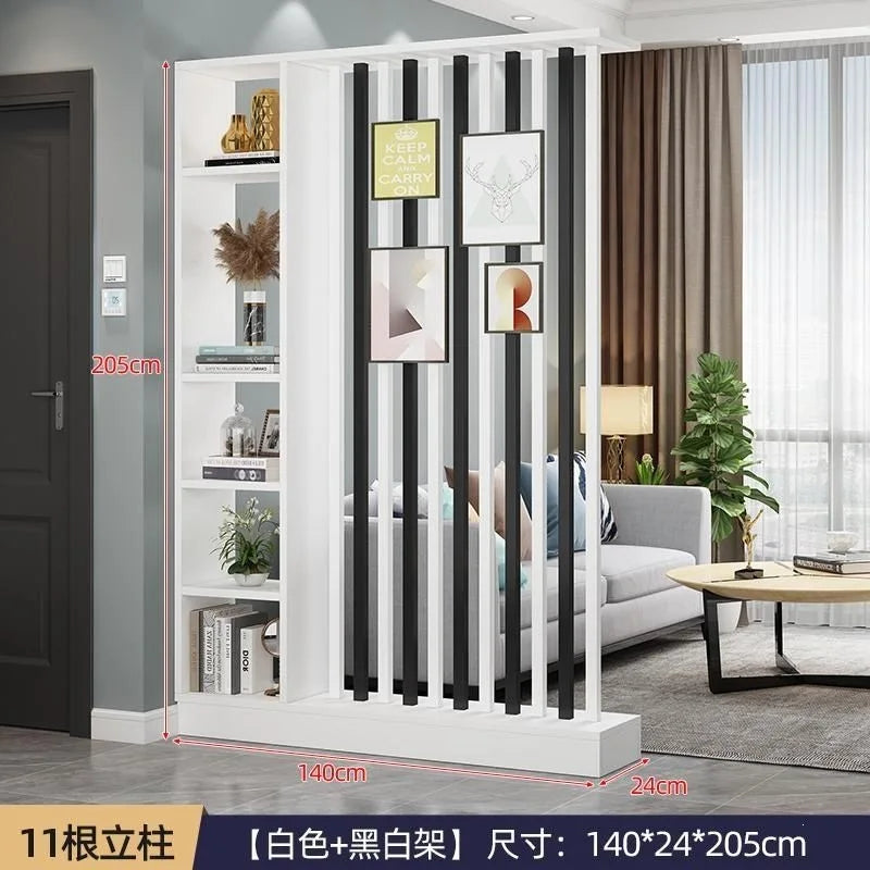 Étagère Séparatrice de Pièce à Lames Verticales Blanc Noir Gris 205 cm