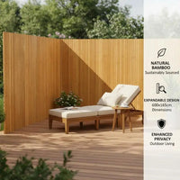 Paravent Bambou Naturel Enroulable 600 x 165 cm
