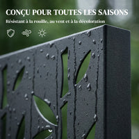 Paravent Extérieur Métal Noir Motif Bambou 92 x 192 cm