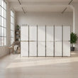 Paravent 6 Panneaux Tissu Blanc Cadre Noir 300 x 200 cm