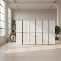 Paravent 6 panneaux tissu blanc cadre noir