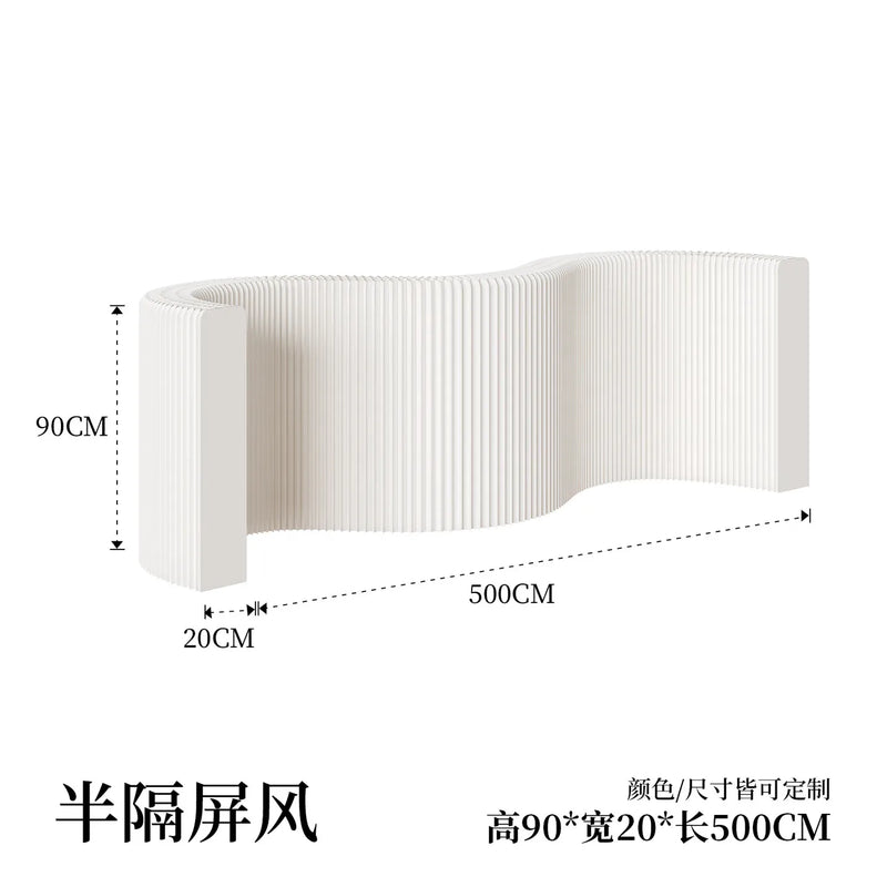 Paravent accordéon extensible blanc, hauteur 90 cm, longueur 5 m