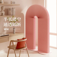 Paravent Design Arche Plissée Rose Brun Vert Blanc 194 x 107 cm