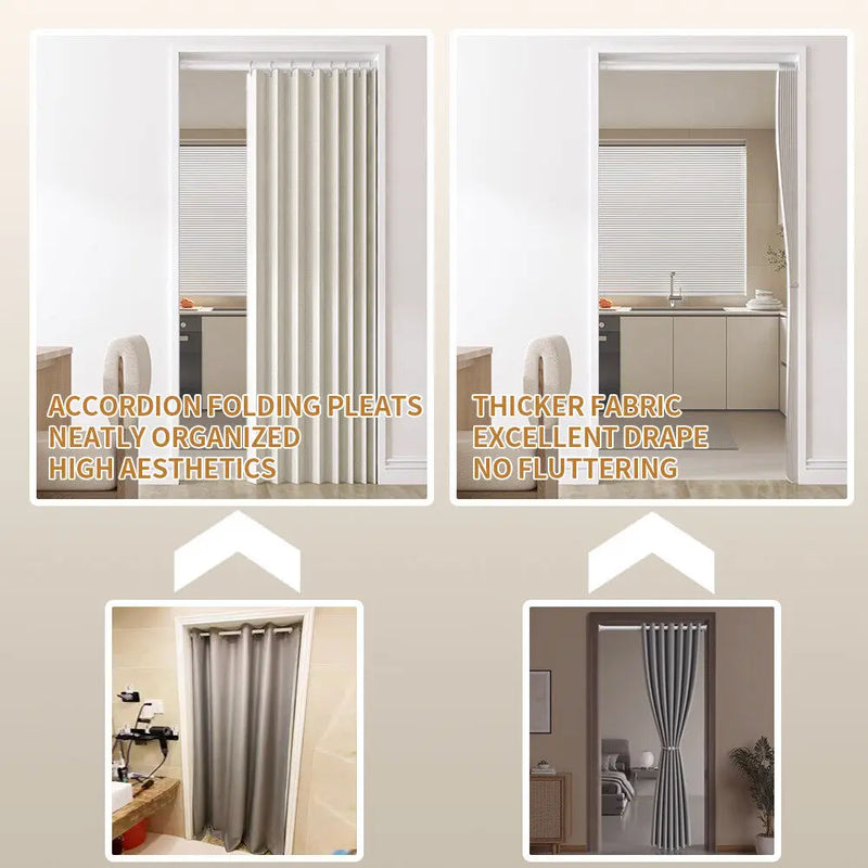 Rideau Séparateur Plissé Tissu Noir Gris Blanc Cassé 100 à 300 cm