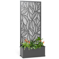 Jardinière métal avec treillis motif feuilles anthracite