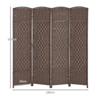 Paravent 4 Panneaux Polypropylène Tressé Marron Dessus Arqué 180 x 180 cm