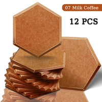 Panneau Acoustique Mural Hexagonal Polyester Lot de 12, 0,8 à 1,2 cm