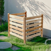 Brise-vue bois massif 3 panneaux lattes pompe de piscine, pour une clôture de jardin