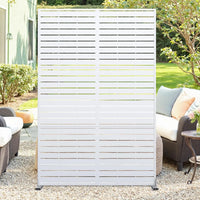 Paravent Extérieur Métal Ajouré Noir Blanc Bois 120 x 183 cm