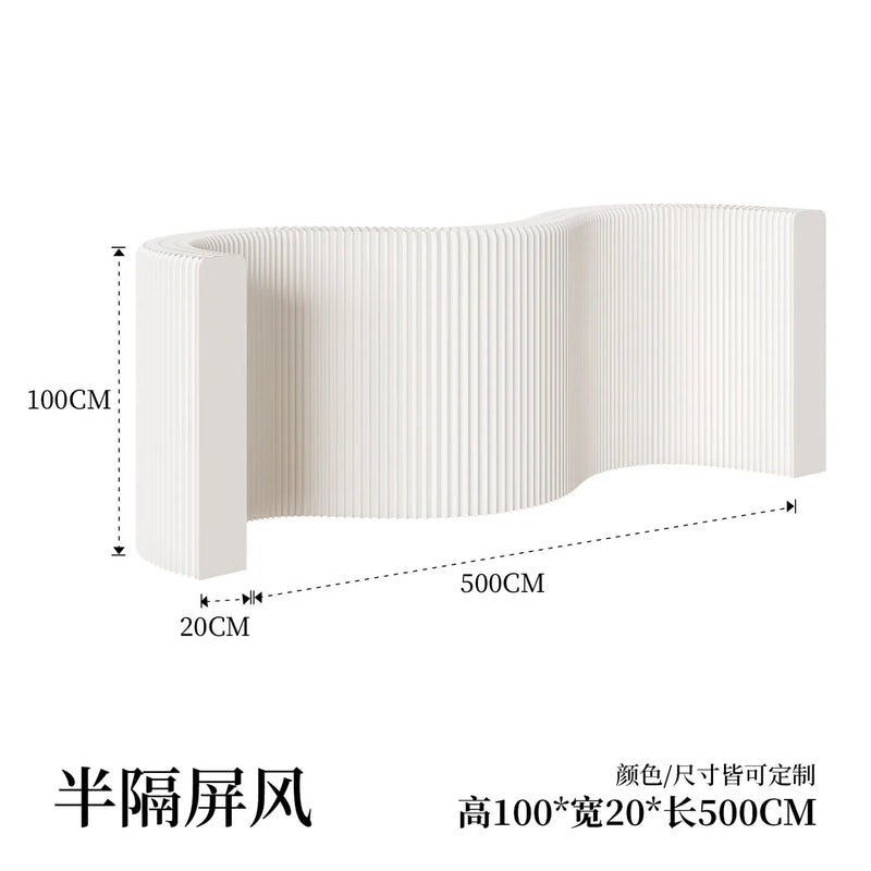 Paravent accordéon extensible blanc, hauteur 100 cm, longueur 5 m