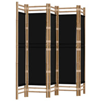 Paravent 5 Panneaux Bambou Toile Noire Hauteur 200 cm