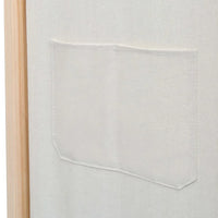 Paravent 3 Panneaux Bois et Tissu Crème 120 x 170 cm
