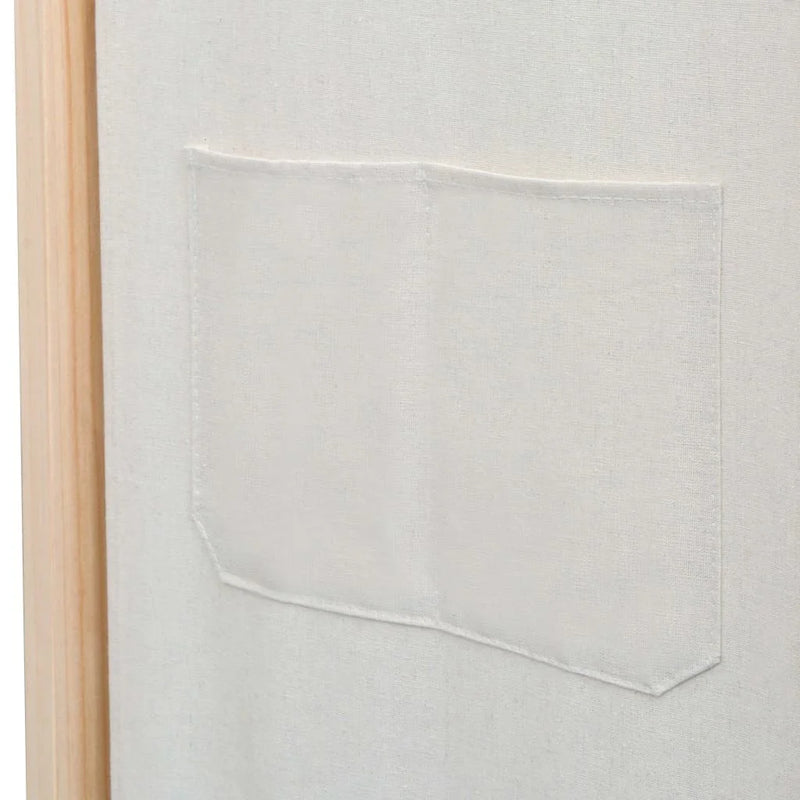 Paravent 3 Panneaux Bois et Tissu Crème 120 x 170 cm
