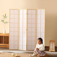 Paravent Japonais 4 Panneaux Shoji Naturel ou Noir 150 à 200 cm