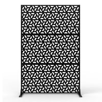 Paravent Extérieur Métal Ajouré Noir Blanc Bois 120 x 183 cm