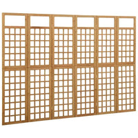 Paravent Treillis Pliant 6 Panneaux Sapin Massif Brun 242,5 x 180 cm