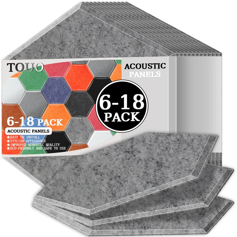 Panneau Acoustique Mural Hexagonal Polyester 6 à 18 Pièces 0,8 cm