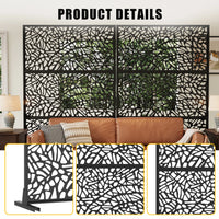 Paravent extérieur métal noir mat feuilles ou mosaïque, pour décorer un extérieur