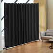 Paravent Mobile sur Roulettes Tissu Noir Occultant 308 x 245 cm