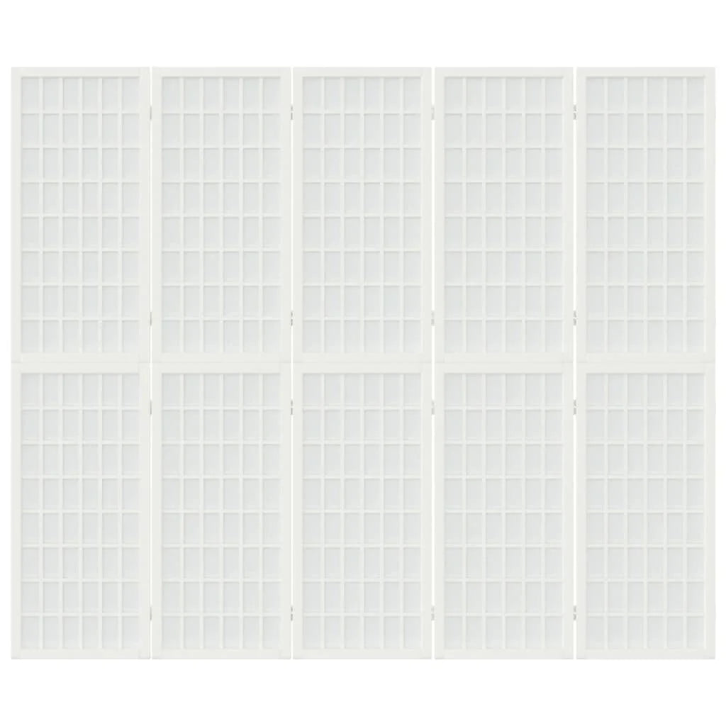 Paravent Japonais 5 Panneaux Papier de Riz Blanc 200 x 170 cm
