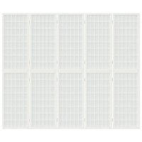 Paravent Japonais 5 Panneaux Papier de Riz Blanc 200 x 170 cm
