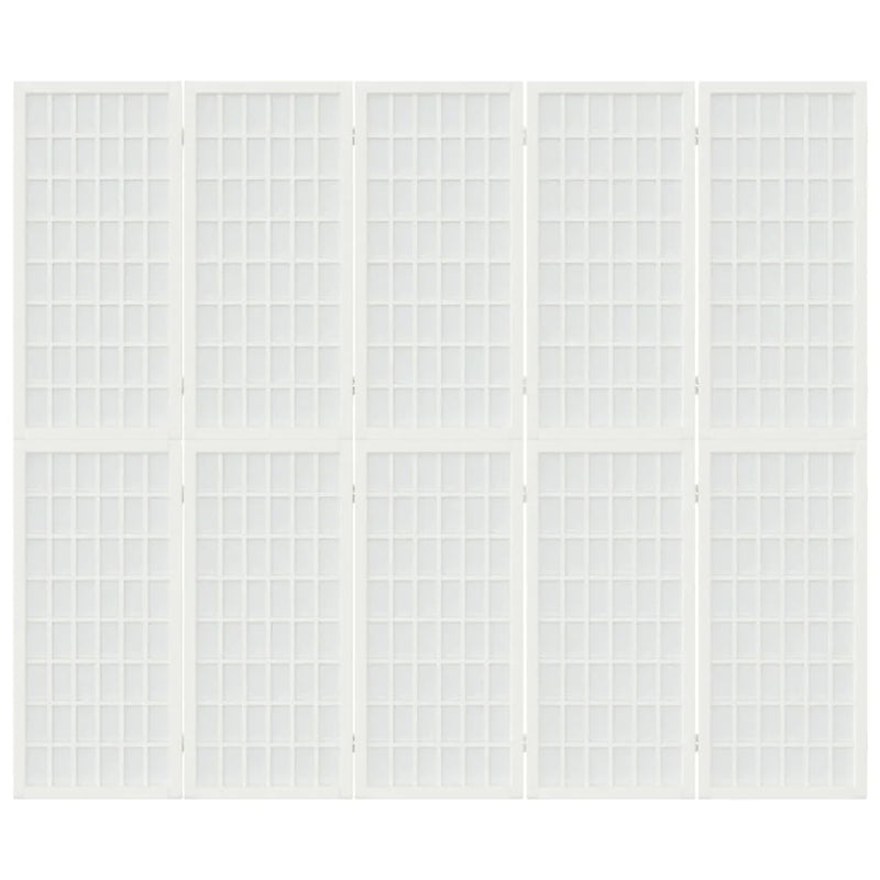 Paravent Japonais 5 Panneaux Papier de Riz Blanc 200 x 170 cm