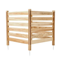 Brise-vue bois massif 3 panneaux lattes pompe de piscine