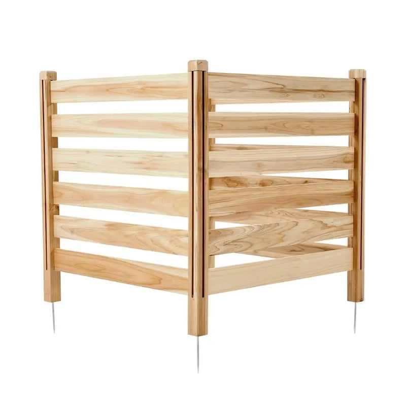 Brise-vue bois massif 3 panneaux lattes pompe de piscine